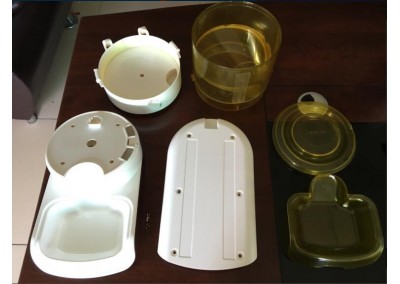 CNC machined plastic prototype for smart pet feeder